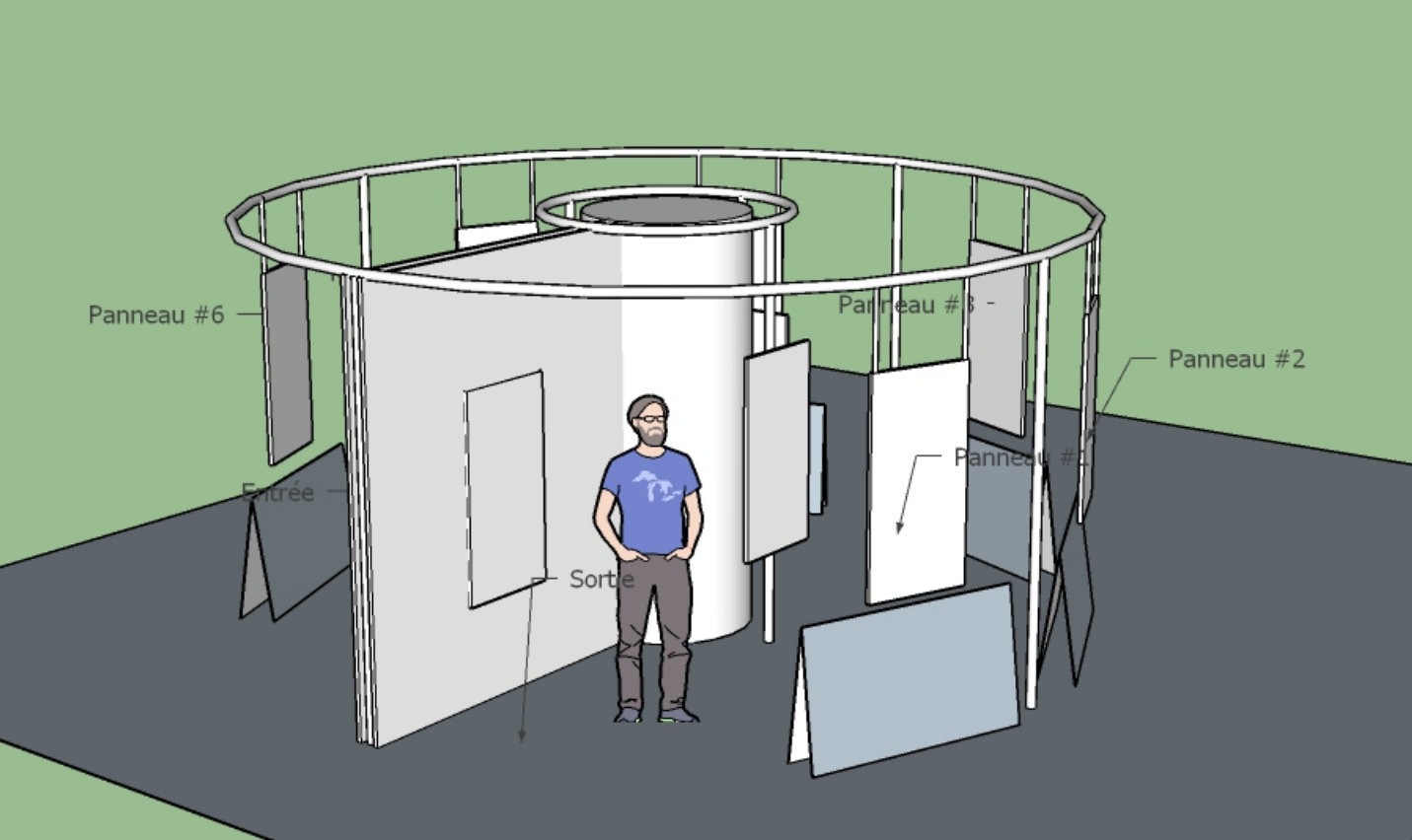Plan 3D du prototype du nouveau format de l’exposition itinérante
